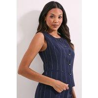 Dorothy Perkins Women's Button Down Cropped Waistcoat in Navy | Size: 16