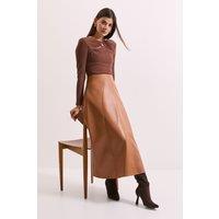 Principles Women's Buckle Detail Ribbed Jersey Top in Mocha | Size: 16