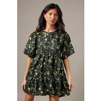 Warehouse Women's Organza T-Shirt Smock Mini Dress in Lime | Size: 8