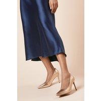 Dorothy Perkins Women's Wide Fit Dash Pointed High Stiletto Heel Court Shoes in Gold | Size: 4