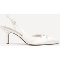 Linzi Women's Bound Bridal Ivory Satin Bow Heels in White | Size: 5-Standard Fit