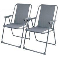 Gr8 Garden Set Of 2 Folding Garden Chair in Grey