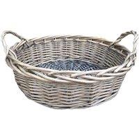 Red Hamper Round Wicker Tray in Brown