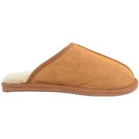 SNUGRUGS Men's Sheepskin Open Back Mule Slippers with Rubber Sole in Tan | Size: 8