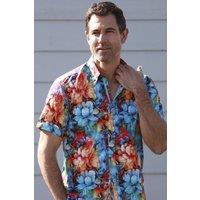 CLAUDIO LUGLI Men's Liquid Floral Print Short Sleeve Shirt | Size: Medium