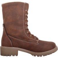 ABSOLUTE FOOTWEAR Women's Stylish Faux Suede Block Heel Lace Up Calf Boot in Dark Brown | Size: 5