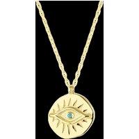Spero London Women's Eye Coin Sterling Silver Evil Eye Necklace in Gold