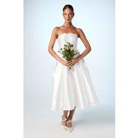 Coast Women's Scalloped Strapless Midi Wedding Dress in Ivory | Size: 12