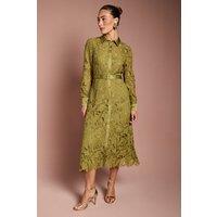 Coast Women's Lace Shirt Dress in Olive | Size: 10