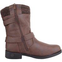 ABSOLUTE FOOTWEAR Women's Easy Slip On Faux Leather Winter Outdoor Walking Casual Boots in Brown | Size: 6
