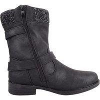 ABSOLUTE FOOTWEAR Women's Easy Slip On Faux Leather Winter Outdoor Walking Casual Boots in Black | Size: 6