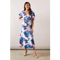 Wallis Women's Abstract Organza Pocket Midaxi Dress in Navy | Size: 18