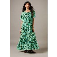 Chiffon Tier Smock Midi Dress