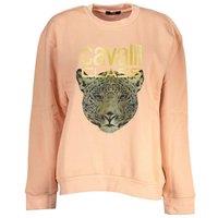 Cavalli Class Women's Chic Pink Fleece Crew Neck Sweatshirt | Size: Large