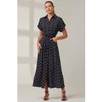 Jolie Moi Women's Drop Shoulder Shirt Maxi Dress in Black | Size: 10