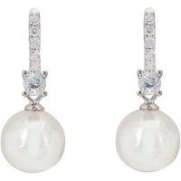Latelita Women's Serenity Pearl Hoop Earrings Silver in White