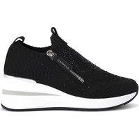 Carvela Women's 'High Rise Zip Knit' Fabric Trainers in Black | Size: 4