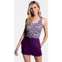 Hot Squash Women's Linen Tailored Shorts with Pocket in Purple | Size: 8