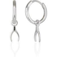 Spero London Women's Wishbone Drop Charm Sterling Silver Earrings
