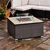 Outdoor Garden Rattan Propane Gas Fire Pit Table Burner