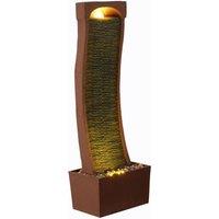 Teamson Home Large Outdoor Curved Water Feature, Modern Waterfall Effect with LED Lights, Red Rock