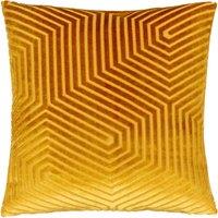 Paoletti Evoke Cut Velvet Cushion in Gold | Size: 55 cm x 55 cm