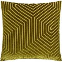 Paoletti Evoke Cut Velvet Cushion in Olive | Size: 55 cm x 55 cm