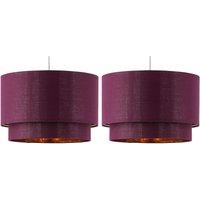 First Choice Lighting Set of 2 Kozy - Burgundy & Gold 30cm Pendant Shades