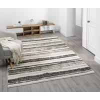 Desire Rugs Eleanor Modern Embossed Living Room Area Rug - Striped Design in Taupe | Size: 80 cm x 150 cm