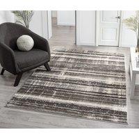 Desire Rugs Eleanor Modern Embossed Living Room Area Rug - Striped Design in Grey | Size: 80 cm x 150 cm