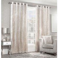Luxury Living Luxury Crushed Velvet Fully Lined Ring Top Curtains in Cream | Size: 117 cm width x 137 cm drop