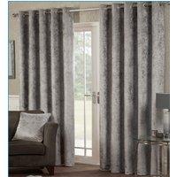 Luxury Living Luxury Crushed Velvet Fully Lined Ring Top Curtains in Silver | Size: 168 cm width x 137 cm drop