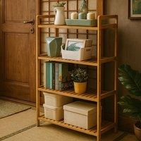 Pirlo Plush 4 Tier Bamboo Shelving Rack in Brown