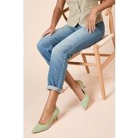 Dorothy Perkins Women's Wide Fit Dove Kitten Heel Court Shoes in Sage | Size: 3