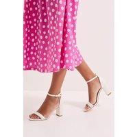 Dorothy Perkins Women's Spark High Block Heel Sandals in White | Size: 8