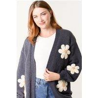 Blue Vanilla Women's Navy Daisy Large Flower Cardigan | Size: S/M