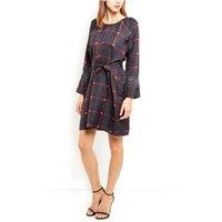 Cutie London Women's Patterned Mini Dress with Lace Trim Sleeves in Navy | Size: 12