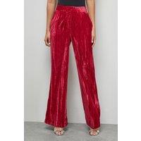 Warehouse Women's Crushed Velvet Wide Leg Trouser Co-ord in Hot Pink | Size: 8