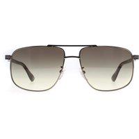 BMW Men's Aviator Shiny Palladium Green Gradient BW0031 Sunglasses in Silver