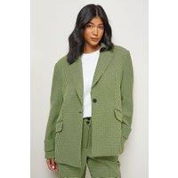 Warehouse Women's Lime Dogtooth Vented Back Blazer Co - ord | Size: 12