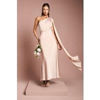 Coast Women's Satin One Shoulder Bridesmaid Dress with Chiffon Drape in Blush | Size: 16