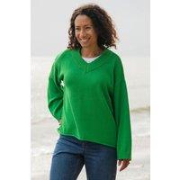 Rapanui Clothing Women's V-Neck Jumper in Green | Size: 12