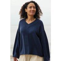 Rapanui Clothing Women's V-Neck Jumper in Midnight | Size: 14
