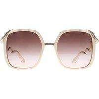 Roberto Cavalli Women's Square Cream Brown Gradient SRC003M Sunglasses in Beige