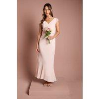 Coast Women's Georgette & Lace Detail Wrap Effect Maxi Bridesmaid Dress in Blush | Size: 12