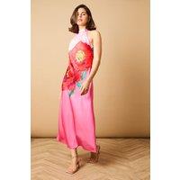 Oasis Women's Placement Print Bias Halterneck Slip Dress in Floral | Size: 10