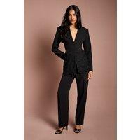 Coast Women's Single Breasted Lace Trim Fitted Blazer in Black | Size: 8