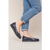 Moshulu Women's 'Jin' Leather Flat Slip On Shoes in Indigo | Size: 5.5