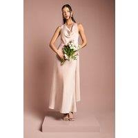 Coast Women's Satin Cowl Neck Bridesmaid Dress with Chiffon Drape in Blush | Size: 12
