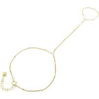 Harfi Women's Dainty Beaded Link Chain Gold Plated Bracelet & Ring